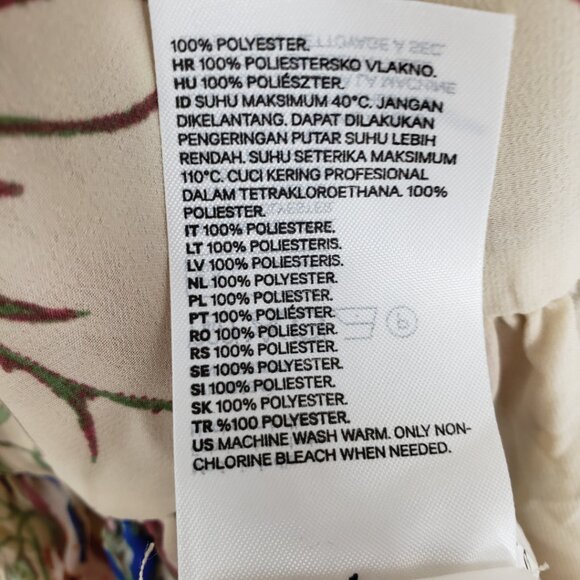 H&M Floral Print Ruffle Trim Blouse Top XL Womens Long Sleeve Cream - Picture 7 of 7